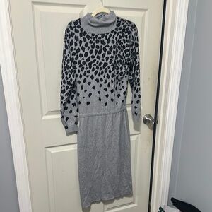 Lascana Gray Leopard Print Turtleneck Dress